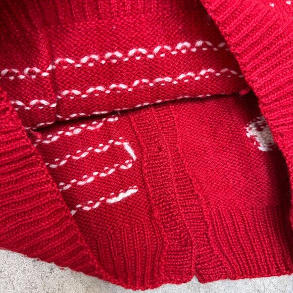 Vintage ANDINA Red Sheepswool Hand made in Peru Capybara Cardigan Women's Size M - Picture 10 of 11
